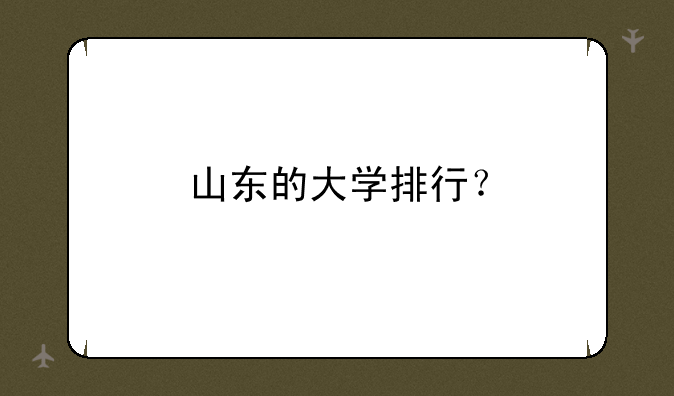 山东的大学排行？