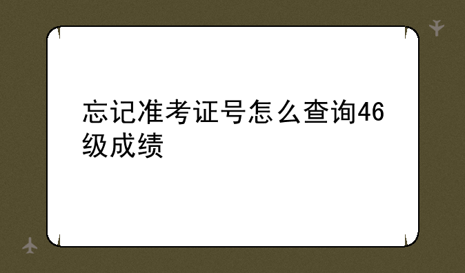 忘记准考证号怎么查询46级成绩