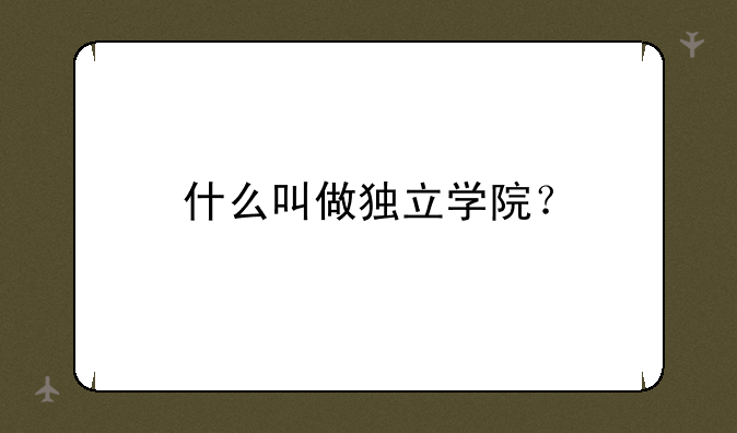 什么叫做独立学院？