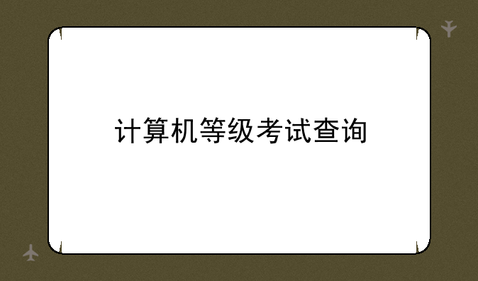 计算机等级考试查询