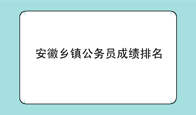 安徽乡镇公务员成绩排名