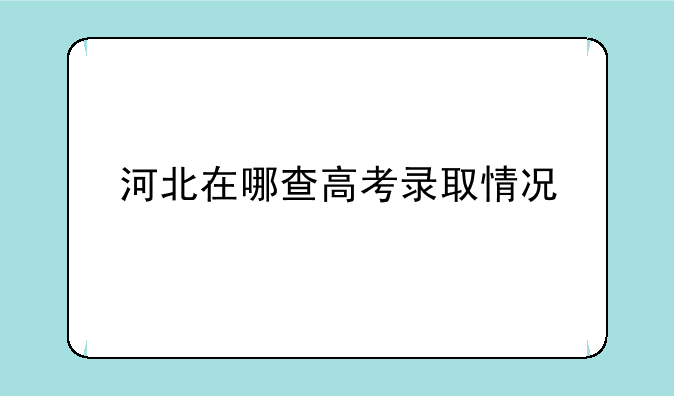 河北在哪查高考录取情况