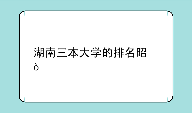 湖南三本大学的排名是？