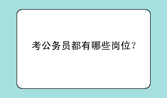 考公务员都有哪些岗位？