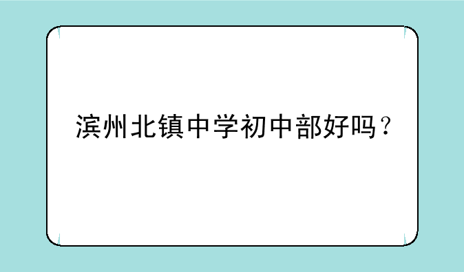 滨州北镇中学初中部好吗？