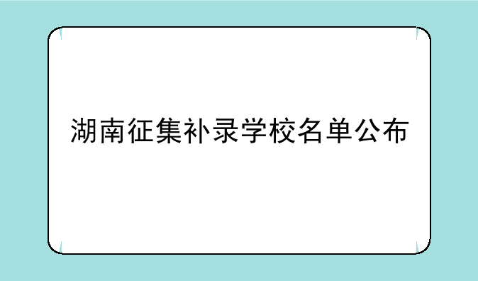 湖南征集补录学校名单公布