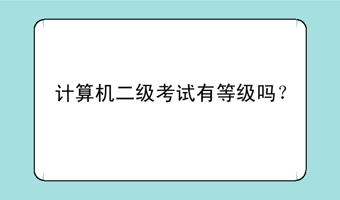 计算机二级考试有等级吗？
