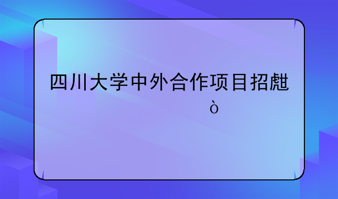 四川大学中外合作项目招生简章？
