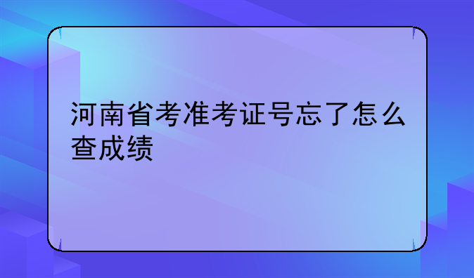 河南省考准考证号忘了怎么查成绩