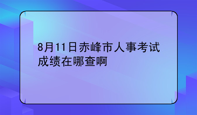8月11日赤峰市人事考试成绩在哪查啊