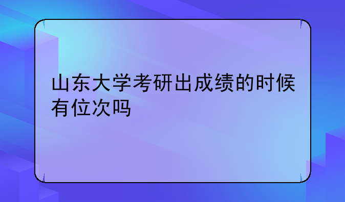 山东大学考研出成绩的时候有位次吗