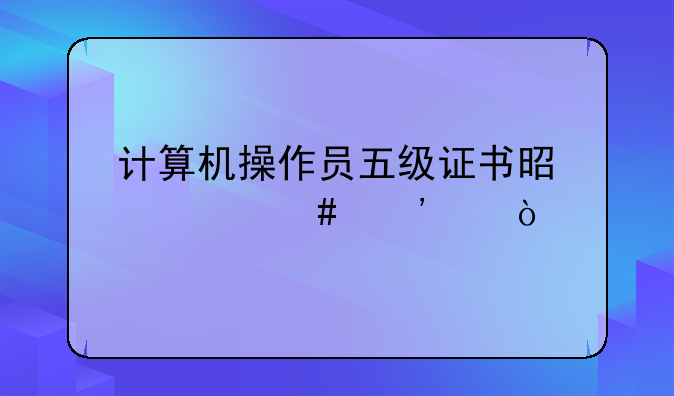 计算机操作员五级证书是什么等级？