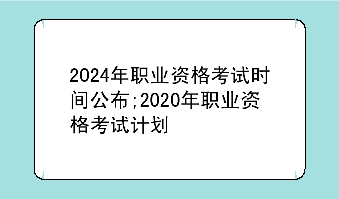 2024年职业资格考试时间公布;2020年职业资格考试计划