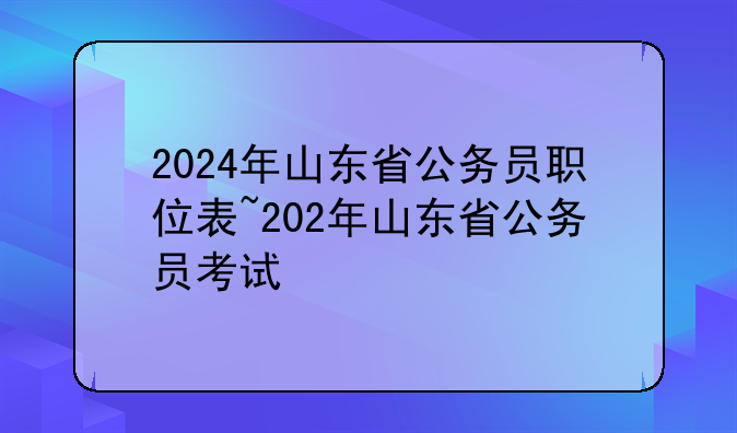 2024年山东省公务员职位表~202年山东省公务员考试